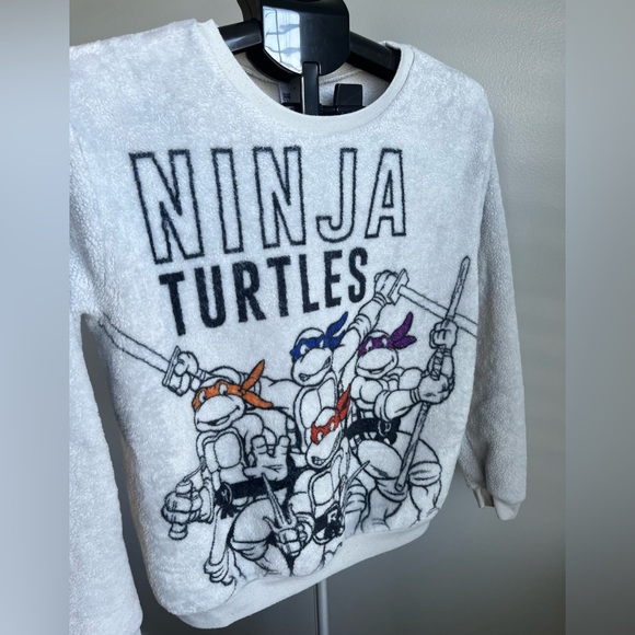Nickelodeon TMNT Ninja Turtles Fleece Polyester Pullover Sweater Gray Med (7-9) - Picture 2 of 5